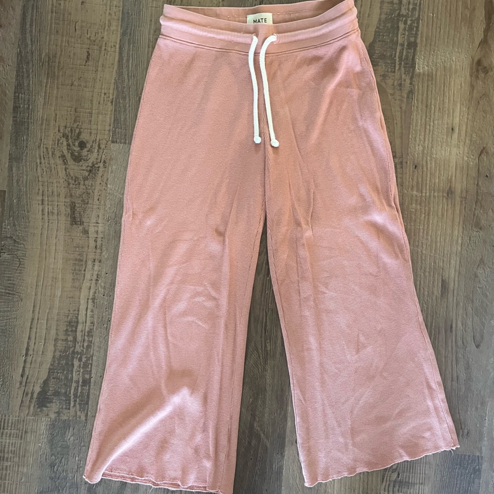MATE the Label knit Terracotta Pink Cropped Pants- organic 100% cotton small